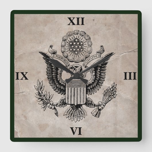 古ファッションド米軍コート時計 スクエア壁時計 (正面)