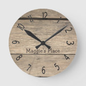 古フェイクい木樽・カスタム ラウンド壁時計 (正面)