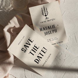 古モダン金の手描きレトロの予測できな結婚ズ セーブザデート