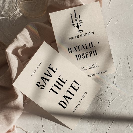 古モダン金の手描きレトロの予測できな結婚ズ セーブザデート