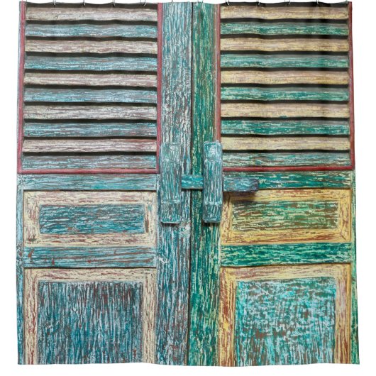 古ヴィンテージ木戸 シャワーカーテン (正面)