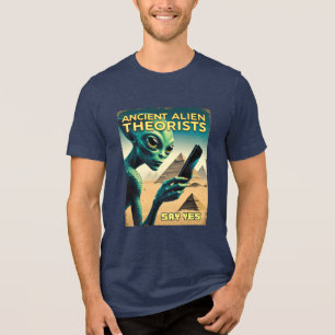 古代おもしろいエイリアンピラミッドの陰謀 トライブレンドTシャツ