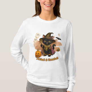 古代と幽霊 - かわいいエジプトの猫のハロウィン Tシャツ