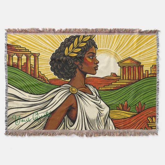 古代にインスパイアされた女性の肖像画 スローブランケット (正面)