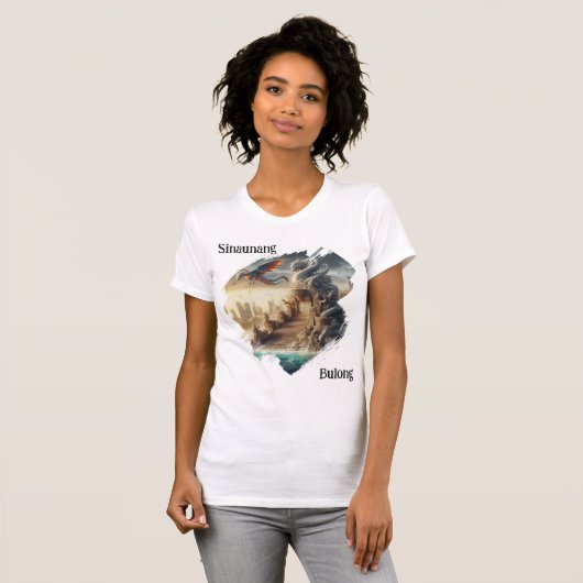 古代のささやき Sinaunang Bulong ドラゴンの海景画 Tシャツ (正面フル)