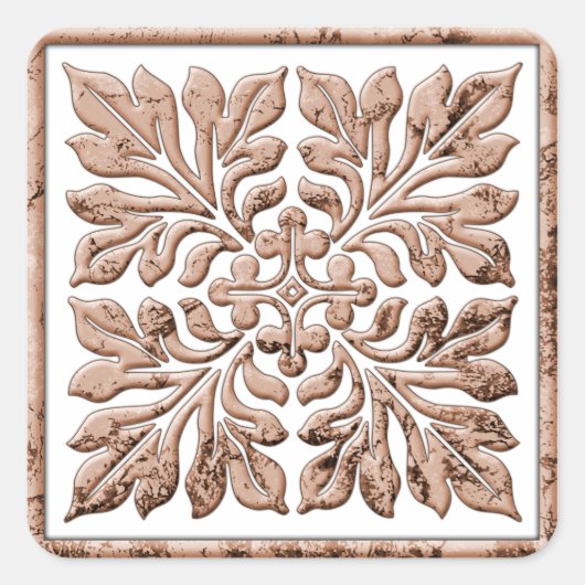 古代のイギリスのタイルカッコいいは色あせた茶色 スクエアシール (正面)