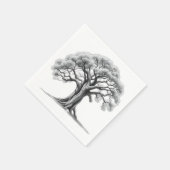 古代のオークの木の木炭画 スタンダードカクテルナプキン (角)