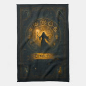 古代のシンボル&魔法の魔術師名前をカスタムする キッチンタオル (縦)