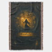 古代のシンボル&魔法の魔術師名前をカスタムする スローブランケット (正面縦)