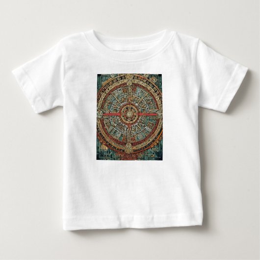 古代のタイムキーパー:マヤのカレンダーアート ベビーTシャツ (正面)