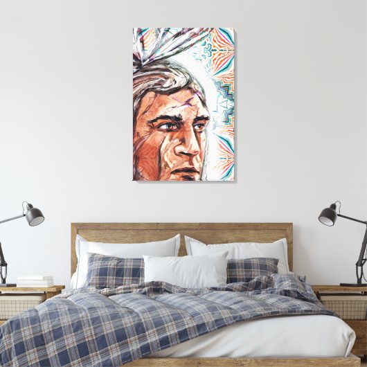 古代のチーフタンとフラクタル模様 キャンバスプリント (インサイチュ (寝室))