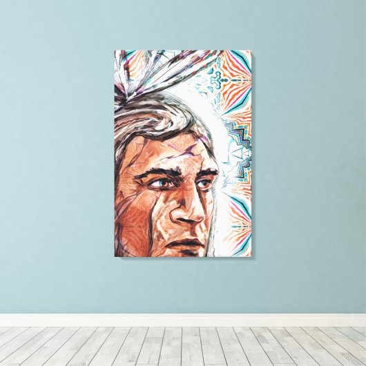 古代のチーフタンとフラクタル模様 キャンバスプリント (インサイチュ (ウッドフロア))