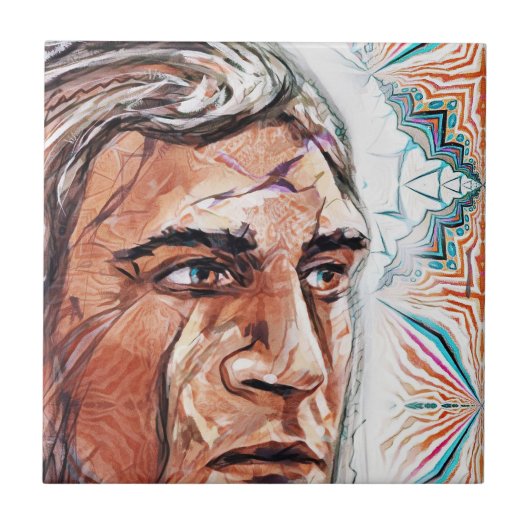 古代のチーフタンとフラクタル模様 タイル (正面)