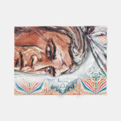 古代のチーフタンとフラクタル模様 フリースブランケット (正面(横))