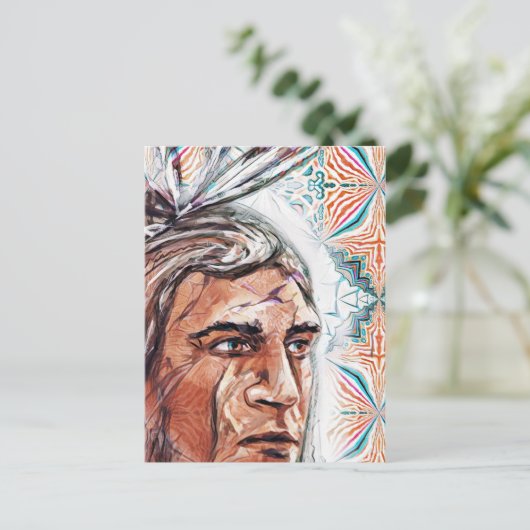 古代のチーフタンとフラクタル模様 ポストカード (スタンド正面)