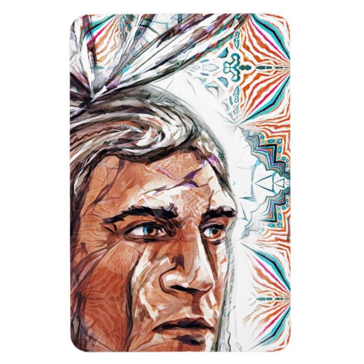 古代のチーフタンとフラクタル模様 マグネット (縦)