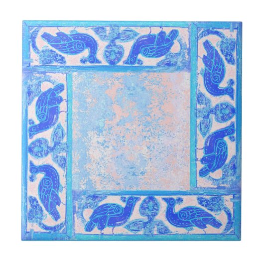 古代のデザインスカイブルーの最初の4つの タイル (正面)