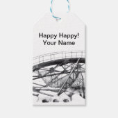 古代のフットブリッジペンシラートモノクロ ギフトタグ (正面)