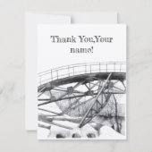 古代のフットブリッジペンシラートモノクロ サンキューカード (正面)