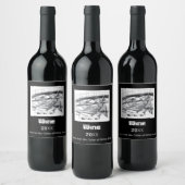 古代のフットブリッジペンシラートモノクロ ワインラベル (ボトル)