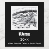 古代のフットブリッジペンシラートモノクロ ワインラベル (シングルラベル)