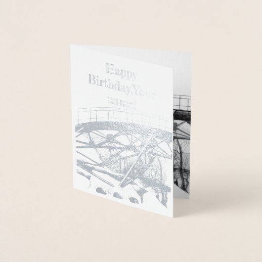 古代のフットブリッジペンシラートモノクロ 箔カード (正面)