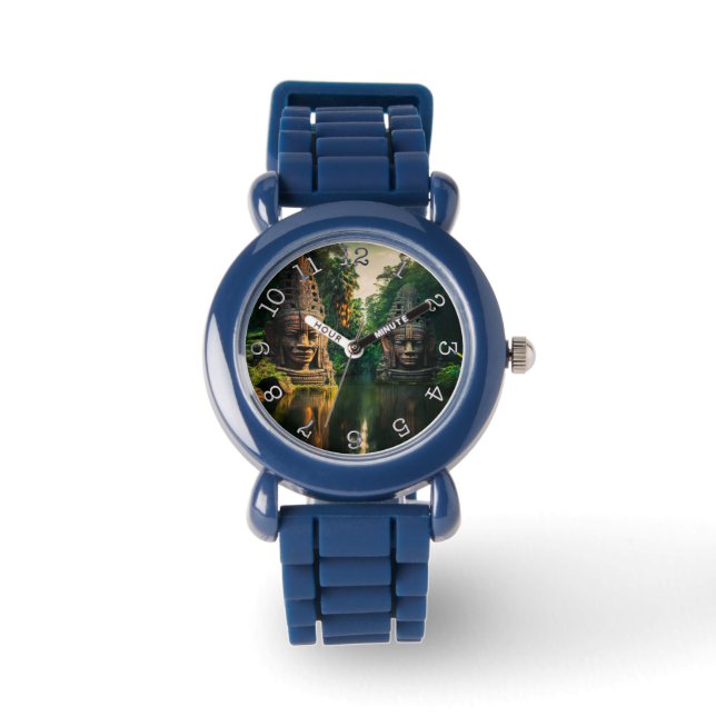 古代のヘッド – ブラックナンバーズウォッチ付きベゼル 腕時計 (正面)