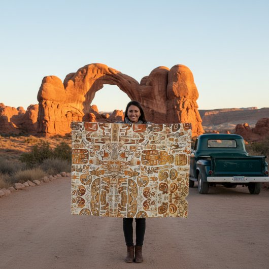 古代のペトログラフアート フリースブランケット