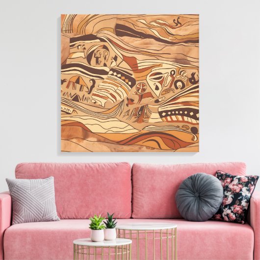 古代のロックアート キャンバスプリント (インサイチュ (リビング))