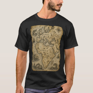 古代の世界の地図 海のモンスター達のカルテ Tシャツ