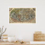 古代の世界フォルラニの地図バイパオロフォルラニ1565 ポスター (キッチン)