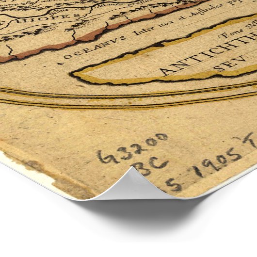 古代の世界地図 – 不明な日付 ポスター (角)