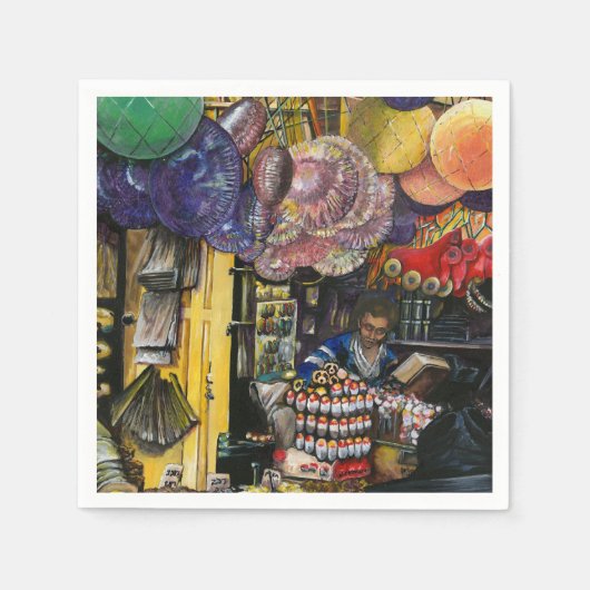 古代の商業の伝統、エルサレム スタンダードカクテルナプキン (正面)