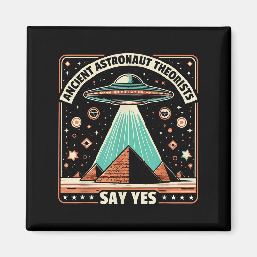 古代の宇宙飛行士の快適な言うYesエイリアンUfo Theo マグネット (正面)