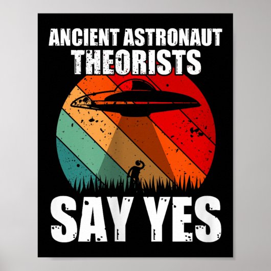 古代の宇宙飛行士の快適なYesおもしろいUfo Alie ポスター (正面)