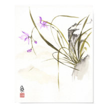古代の岩畔の蘭 中国水墨画 P
