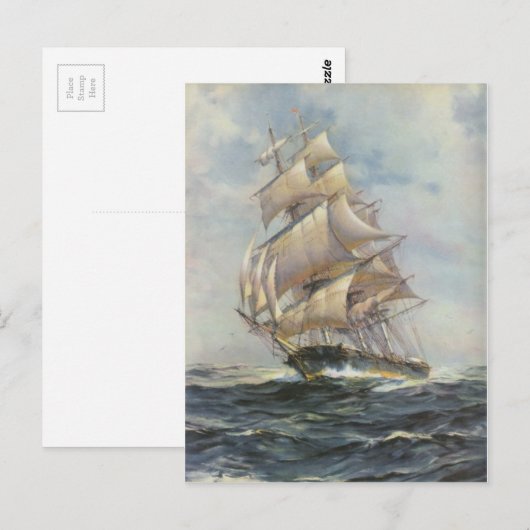 古代の帆船 ポストカード (正面/裏面)