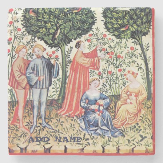 古代の庭園、栽培者、ワイン、編集文字石のコーア ストーンコースター (正面)