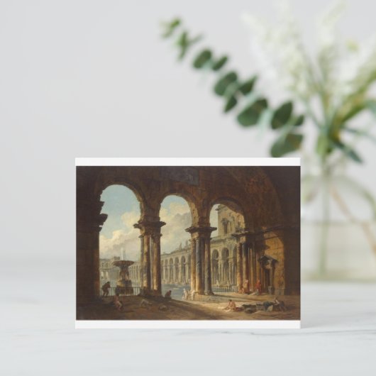 古代の廃墟が公衆浴場として使用Hubert Robert ポストカード (スタンド正面)