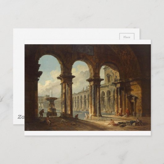古代の廃墟が公衆浴場として使用Hubert Robert ポストカード (正面/裏面)