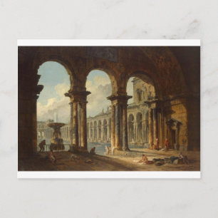 古代の廃墟が公衆浴場として使用Hubert Robert ポストカード