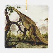 古代の恐竜、プレートオサウルスが木を食べる セラミックオーナメント (裏面)
