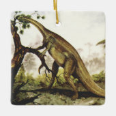 古代の恐竜、プレートオサウルスが木を食べる セラミックオーナメント (正面)