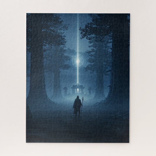 古代の戦士が神秘的な光の精神に直面 ジグソーパズル (縦)