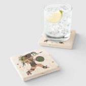 古代の戦士先住民アメリカ ストーンコースター (横)