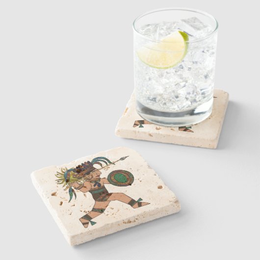 古代の戦士先住民アメリカ ストーンコースター (横)