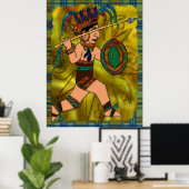 古代の戦士先住民アメリカ ポスター (ホームオフィス)