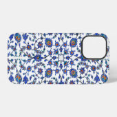 古代の手作りトルコの花柄タイル模様 iPhoneケース (裏面横)