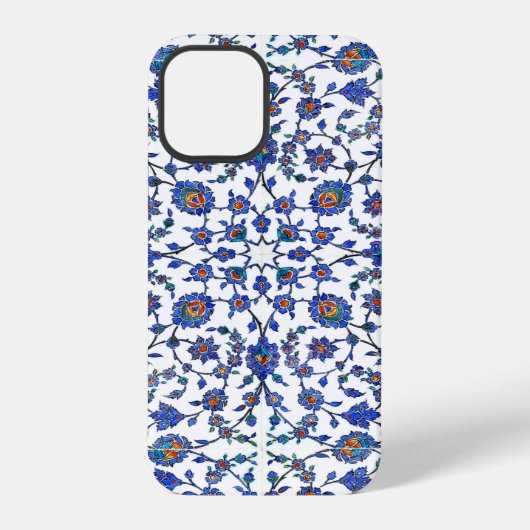 古代の手作りトルコの花柄タイル模様 iPhoneケース (裏面)