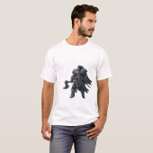古代の斧を持つ獰猛な野蛮な戦士 Tシャツ (正面フル)